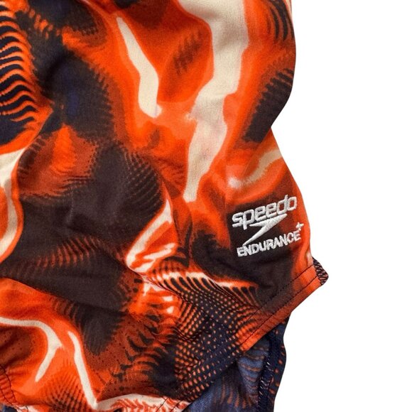 Speedo Endurance+ Flash Time Flyback Swimsuit Women 28 Orange Navy Athletic NEW - Picture 5 of 13